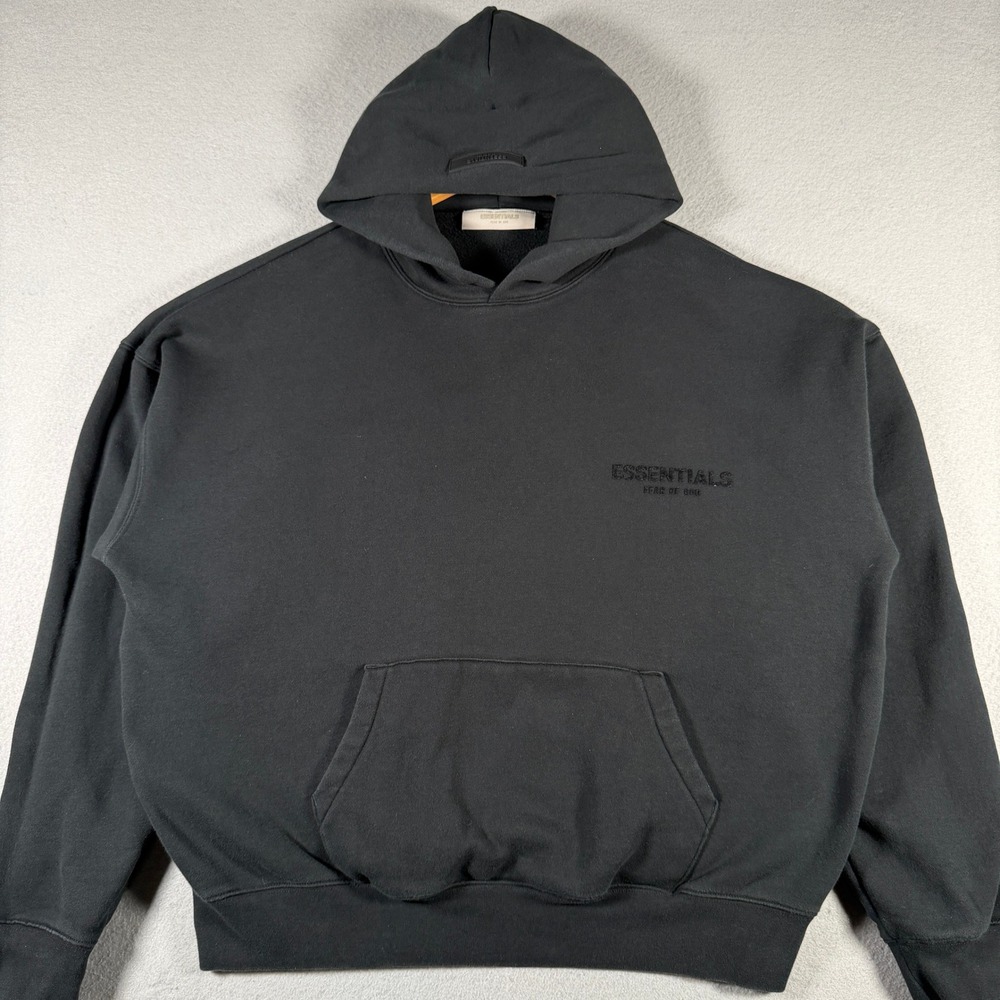 Fear of God Essentials Mens Black Oversized Logo Hoodie Medium RN090233
